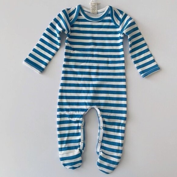 NWT Kate Quinn Organics Mediterranean Stripe Baby Footie 6-9 months - Picture 1 of 6